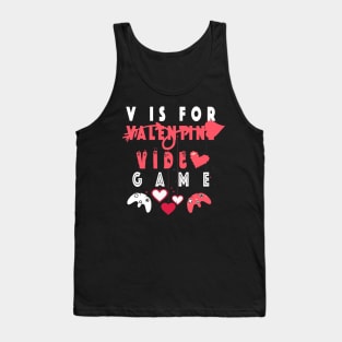V is for Video Games Shirt Valentine Boys Valentines Day Tank Top